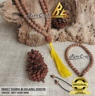 PAKET LEBIH HEMAT Tasbih & Gelang Biji Jenitri Genitri 99 Butir & 33 Butir Asli Kebumen Premium