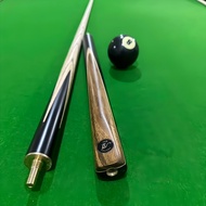 Natural wood grain followed by the cue stick - the black eight special small tip stick - snooker cue
