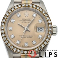 勞力士 Datejust 女士腕錶，三重鑲鑽錶圈，10 鑽 Datejust 男士腕錶 69139BIC(L)，帶原裝盒和保修卡，K18YG/SS 錶殼，香檳色顏色，1990 年產，成色極佳 [二手]