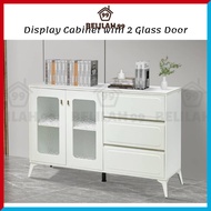 Belilah 140cm  Display Cabinet with Glass Door/ 5ft 4ft Almari Sideboard Cabinet Drawer Storage Cabi