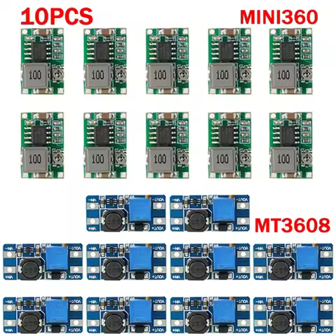 10PCS Mini360 DC-DC Buck Converter Step-Down Module MT3608 DC-DC Boost Power Adjustable Boost Board