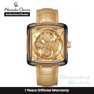 [Official Warranty] Alexandre Christie 3030BFLGRLO Women's Gold Dial Leather Strap Watch