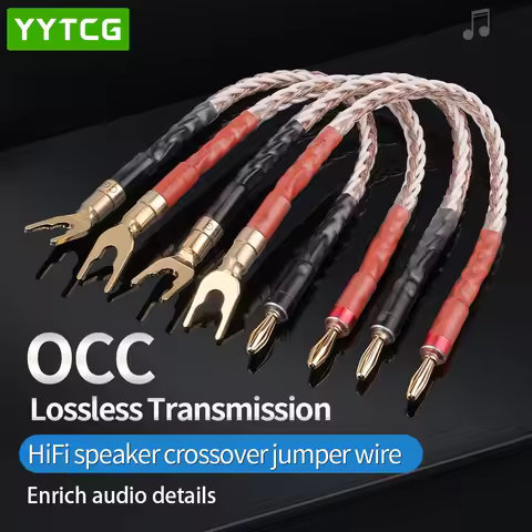 HiFi 4pcs Speaker Bridge/Jumper Audio Cable Over Machine Line 7N OCC Gold Plated Banana Y Plug Speak
