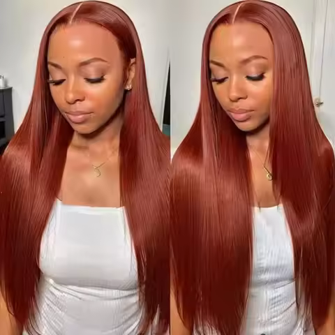 Reddish Brown Lace Front Wigs Human Hair 180% Density 13x6 Straight Copper Red Lace Front Wig Auburn
