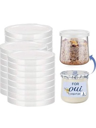 10/20入組oui酸奶罐蓋,酸奶罐蓋,透明塑料藍色oui蓋子,適用於曲奇咖啡用品,玻璃罐容器,廚房儲物用品