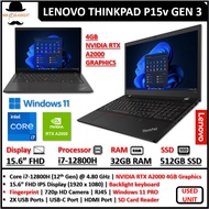 LENOVO THINKPAD P15v GEN 3 GAMING (1 YEAR WARRANTY T&C) RTX A2000 4GB GPU Core i7 12th GEN 15.6'' In