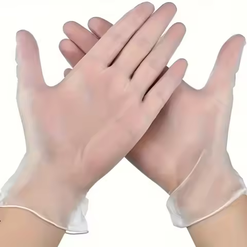 100Pcs Food Grade Disposable PVC Vinyl Gloves Powder Free Latex Free Clear Waterproof Oilproof House