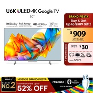 Hisense U6K ULED/QLED+ 4K Smart Google TV 50 inch | Full Array Local Dimming | Dolby Atmos | Quantum Dot Colour