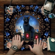 KING Cats Flower Pattern Astrology Tablecloth Altars Cloth Square Divinations Card Table Cloth Witch
