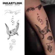 INKARTLINK 8*18cm 1pc Botanical Juice Themed Temporary Tattoo, "Angel Fallen" Letter And Destiny Mag