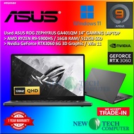 #RG058 USED ASUS ZEPHYRUS GA401QM R9 Gaming Laptop AMD RYZEN R9-5900HS 16GB 512GB SSD NVIDIA RTX3060