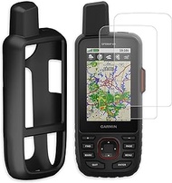 [3-PACK] Silicone Case x1, Matte Tempered Glass Screen Protector 3" x2 for Garmin GPSMAP 66i 66s 66s