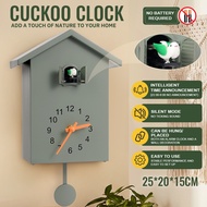 Cuckoo Clock Smart Hourly Bird Chime Pendulum Wall Clock 21:00‑6:00 Auto Silent No Ticking Sound Wal