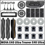 dreame  MOVA E40 UItra / Trouver E40 UItra Robot Vacuum Spare Parts Main Side Brushes Mop Cloths HEP