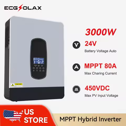 ECGSOLAX 3KW 24V Hybrid Solar Inverter 230Vac MPPT 80A Charge Controller Off-Grid Solar Charging Sys