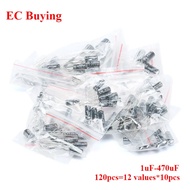 120pcs 1uF-470uF Electrolytic Capacitor Assortment Kit 1UF 2.2UF 3.3UF 4.7UF 10UF 22UF 33UF 47UF 100