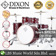 Dixon Spark SP522ARO Drum Set Complete Standard 5 Piece Drum Kit Bundle Oak Wrap