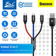 BASEUS Three Primary Color 3-in-1 3.5A USB-A to M+C+L Cable 3 in 1 cable fast charging