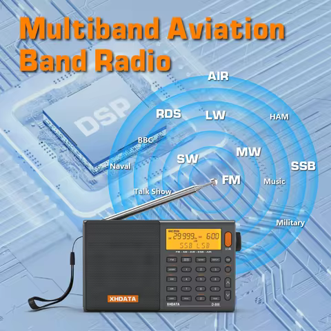 SIHUADON/XHDATA D-808 Radio Receiver AM FM SW MW AIR SSB RDS Portable Digital Radio with ATS Hi-Fi S