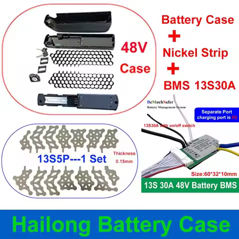 SSE-077 Hailong 1-2 Battery Case 36V 48V 52V Parts Empty Box Nickel Strip BMS for 10S6P 13S5P Fit 65