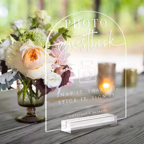 2Pcs Set Blank Acrylic Sign With Stand Arch Clear Table Sign Acrylic Sheet For Wedding Table Number