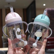 Kids Cartoon Plastic Sippy Cup Baby Learn To Drink Water Bottle Marbles Straw Water Cup