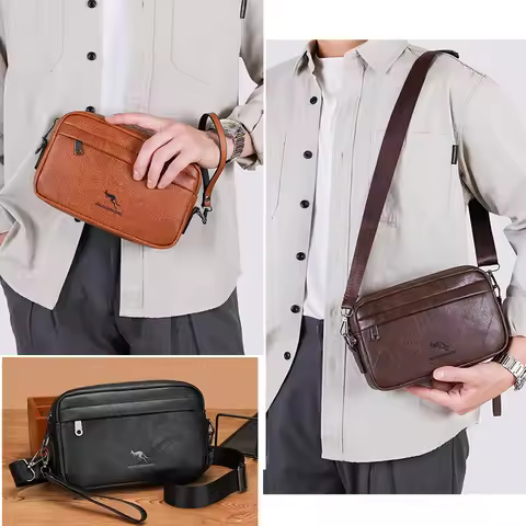 Men'S Clutch Bag Long Wallet Mini Shoulder PU Leather Handbag Cross Card Holder Phone Necessaire Pou