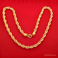 Gold Plated Twist Clavicle Chain 8mm Rope Imitation Chain Sand Gold Necklace Wedding Copper Male Liv