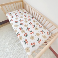 Baby crib sheet with elastic mattress cover, 100% Korean Muslin fabric, many designs, 60x120cm