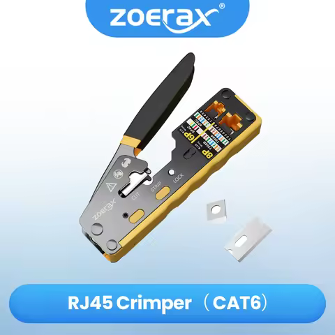 ZoeRax RJ45 Crimp Tool Pass Through Ethernet Crimping Tool for Cat6 Cat5 Cat5e RJ45 Connectors with 