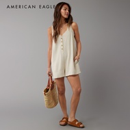 American Eagle Linen-Blend Button-Up Romper ชุดรอมเปอร์ ผู้หญิง (EWDR 039-7921-109)