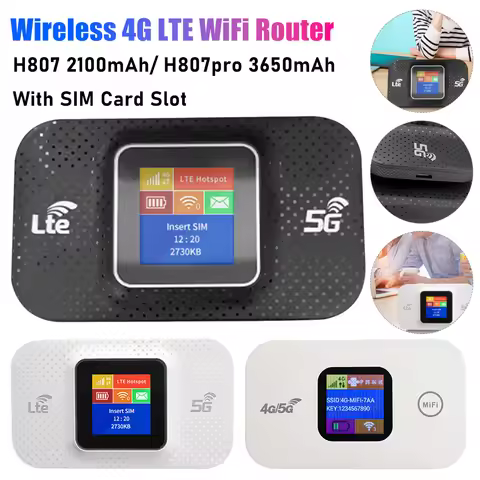 H807/ H807 Pro Wireless 4G LTE Modem With SIM Card Slot 3650/2100mAh Pocket Wi-Fi Routers 150Mbps Hi