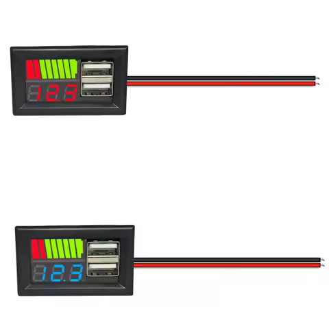 DC 12V-24V Li-ion Lead Acid Battery Meter 3S-7S Battery Capacity IndicatorDigital Voltmeter 5V 2.4A 
