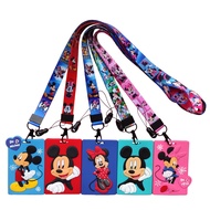 Silica Gel Minnie Mickey Women's ID Card Holder Pretty Neck Strap Lanyards Name Badge Holder Card Cover Card Holders