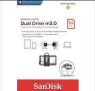 Sandisk Ultra 64GB Dual USB Drive m3.0 OTG Transfer between Computer and Android Device (100% Original)