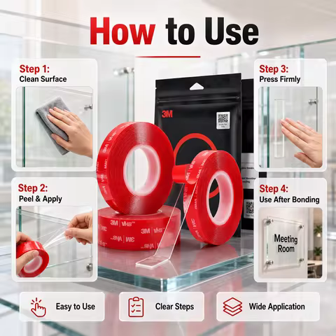 3M 4910 VHB Clear Double Sided Mounting Tape 1mm Acrylic Foam Adhesive for Glass Panel Metal Trim Ac