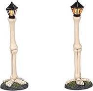 Department 56 Village Collection Accessories Halloween Femur Bone Street Lights Lit Figurine Set, 4.
