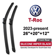 (Front+Rear 3pcs)silicone car wiper for VW Volkswagen T-Roc 2023-present 2022 2021 2020 2019 Windshi