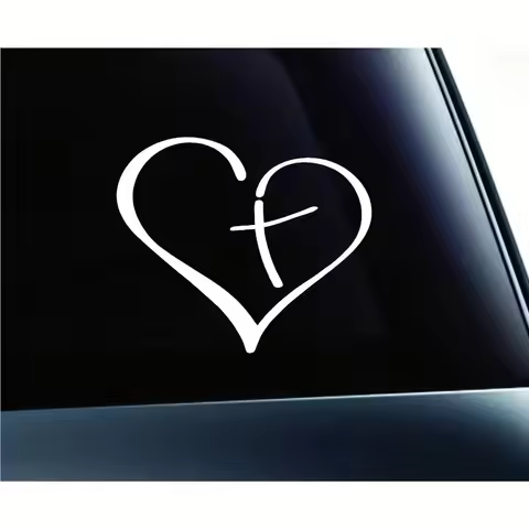 JT03# At The Heart Of Cross Decals Car Stickers Automobile Motorcycle Wagon Truck Desk Glass Window 
