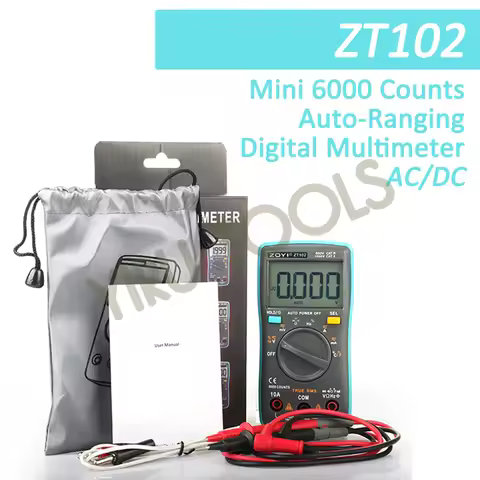 ZOTEK/ZOYI ZT102 Mini 6000 Counts Auto-Ranging Digital Multimeter AC/DC Voltage Current Tester with 