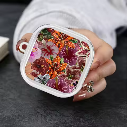 Embroidered Floral Print Case For Redmi Buds 5 7 6 Pro 8 Lite 6Active 8Active Clear Earphone Cases C