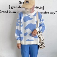 Sweater Knit Rajut Premium Atasan Blouse Wanita Motif Sapi Momo