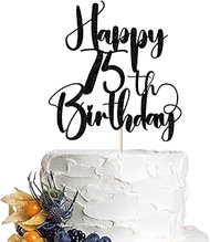 Dcokska Happy Birthday 75th Cake Topper，75th Birthday,75th Anniversary Party Cake Topper Decorations