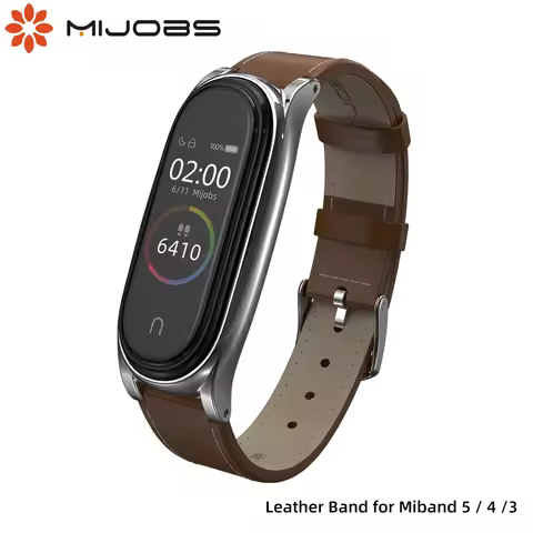 Leather Smart Watch Band for Xiaomi Mi Band 6 5 4 3 NFC Wristbands strap For Mi Band 5 Bracelet Colo