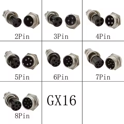 1Pcs GX16 2P/3/4/5/6/7/8 Pin Male & Female 16mm Circular Aviation Socket Plugs Wire Panel Connector 