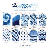 HAWAII SHIRT Hawaiian Natural Indigo Tie-Dye (Tie-Dye Pattern) Spun Rayon Fabric
