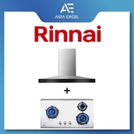 RINNAI RH-C2859-SSW 90CM CHIMNEY HOOD WITH DIGITAL TOUCH CONTROL + RINNAI RB-93TS 3 BURNER HYPER FLAME STAINLESS STEEL BUILT-IN HOB