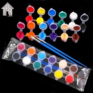 Set Cat - Akrilik Untuk Prakarya Tanah Liat - 12warna + 2kuas - DPK