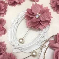 Exclusive Handmade Pearl Rhinestone Pink Brooch Pin Corsage Boutoniere Wedding Groom Bride Brooch Pi