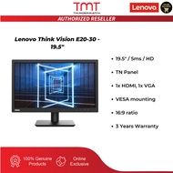Lenovo Think Vision E20-30 - 19.5" Monitor (62F7KAR4WW) | 5ms | TN Panel | HDMI & VGA | 3 Years Warr